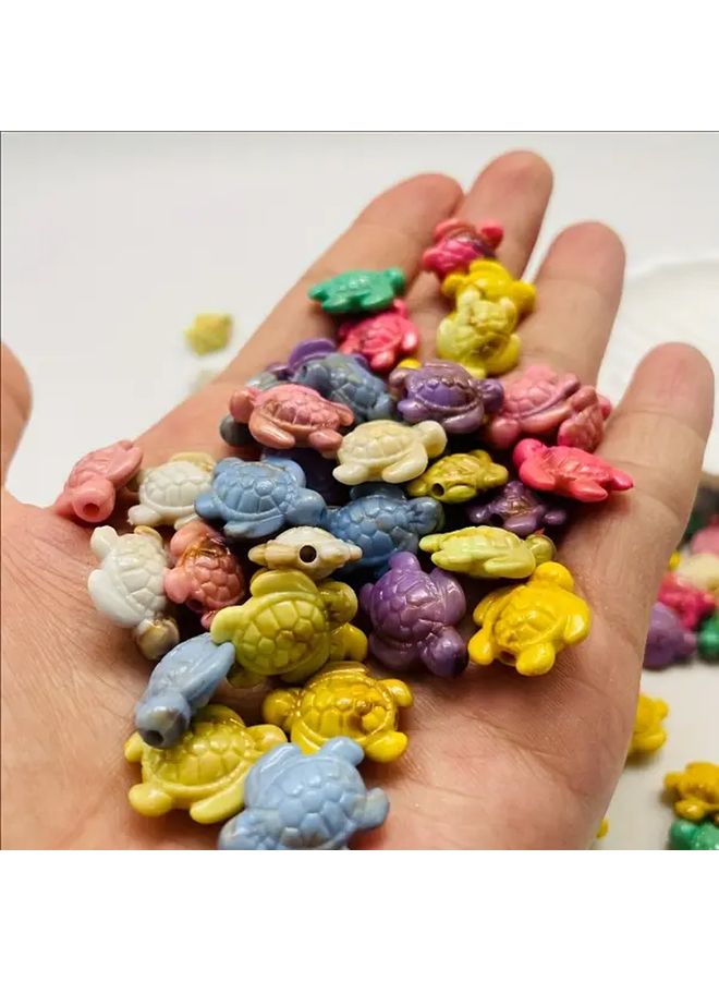 50 قطعة من خرز السلاحف البحرية الأكريليكي، أصداف DIY للتعليقات، لصنع المجوهرات، قلادة، سوار، خرز للحرف اليدوية البحرية - Image 3